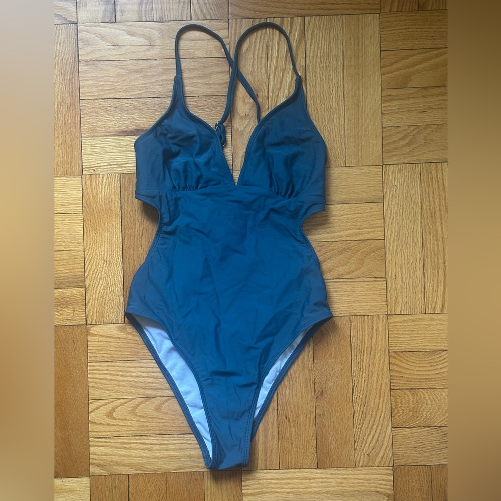 Deep Teal One-Piece Cutout Swimsuit